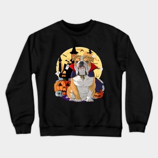 English Bulldog Witch Happy Halloween Crewneck Sweatshirt